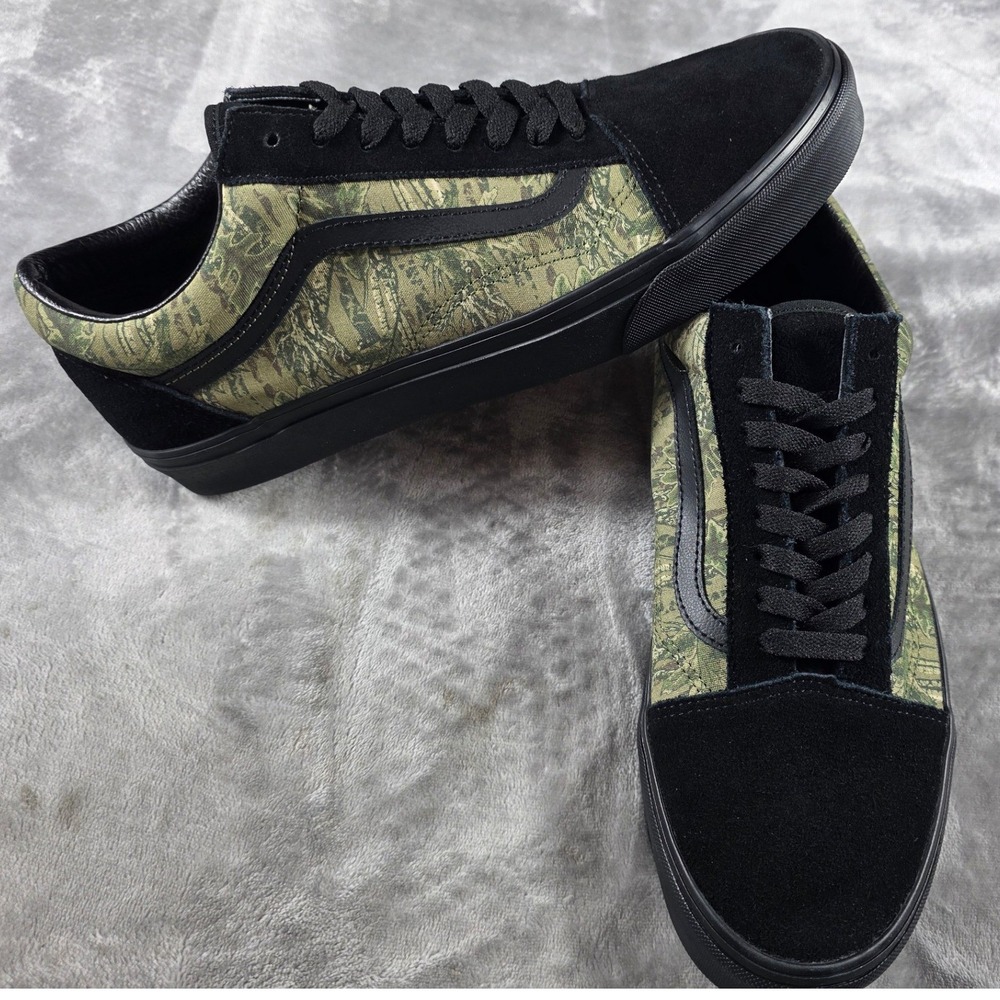 Vans Old Skool Sneakers Mens 11.5 Black Camo Canvas/Suede Low Top Skate NEW